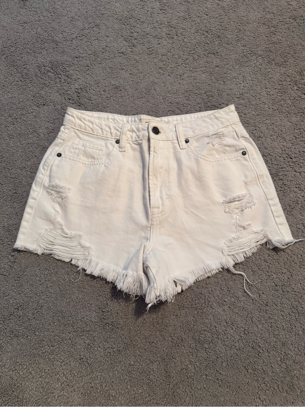 White Hidden Jean Shorts